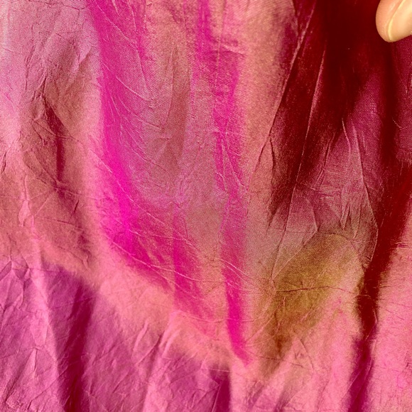 Vintage 90s Hot Pink Fuschia Irridescent Silk Midi Sleeveless Slip Dress S/M - Picture 7 of 10